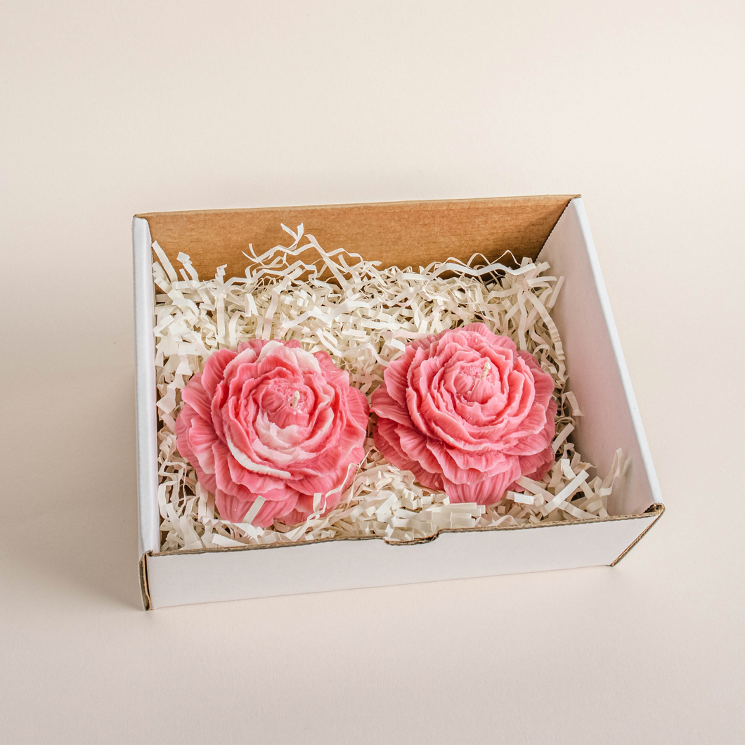 Peony Flower Candle Set